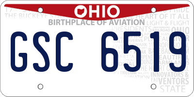 OH license plate GSC6519