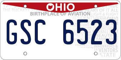 OH license plate GSC6523