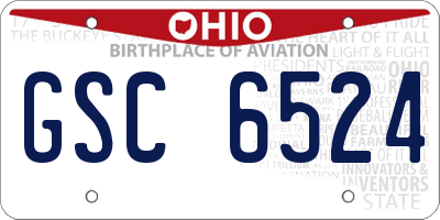 OH license plate GSC6524