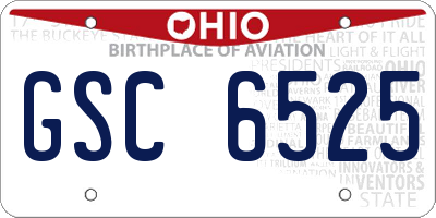 OH license plate GSC6525