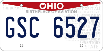 OH license plate GSC6527