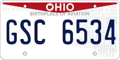 OH license plate GSC6534