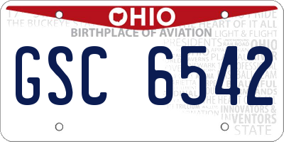 OH license plate GSC6542