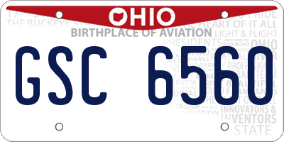 OH license plate GSC6560
