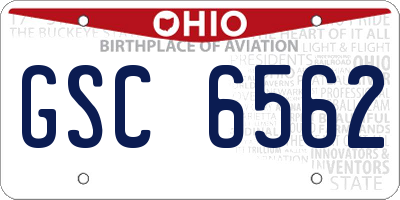 OH license plate GSC6562