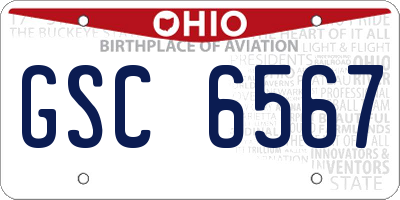 OH license plate GSC6567