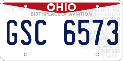 OH license plate GSC6573