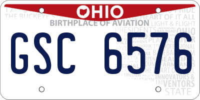 OH license plate GSC6576