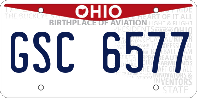 OH license plate GSC6577