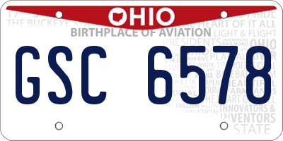 OH license plate GSC6578