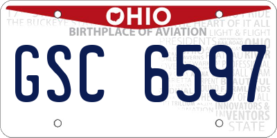 OH license plate GSC6597