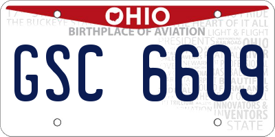 OH license plate GSC6609