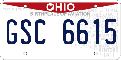 OH license plate GSC6615