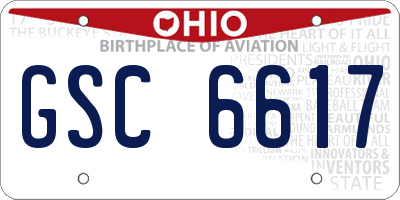 OH license plate GSC6617