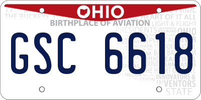 OH license plate GSC6618