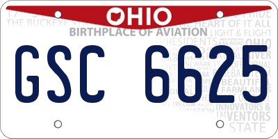 OH license plate GSC6625