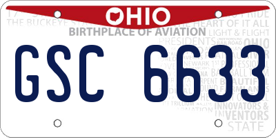 OH license plate GSC6633