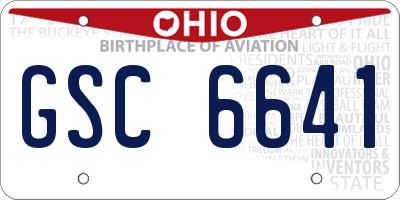 OH license plate GSC6641