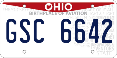 OH license plate GSC6642