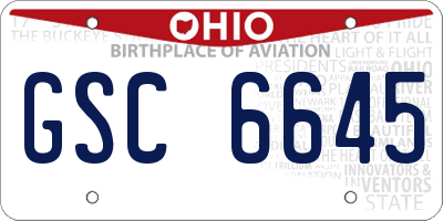 OH license plate GSC6645