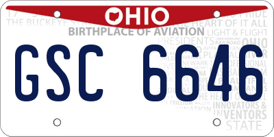 OH license plate GSC6646