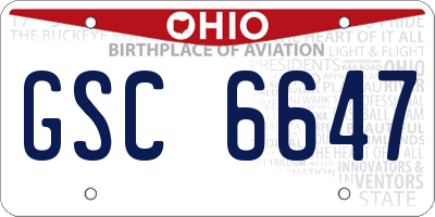 OH license plate GSC6647