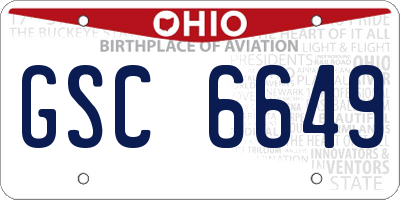 OH license plate GSC6649