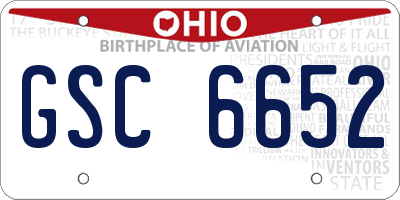 OH license plate GSC6652