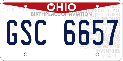 OH license plate GSC6657