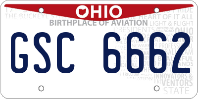 OH license plate GSC6662