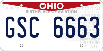 OH license plate GSC6663