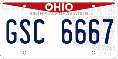 OH license plate GSC6667