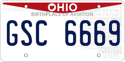 OH license plate GSC6669