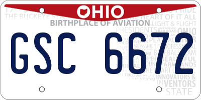 OH license plate GSC6672