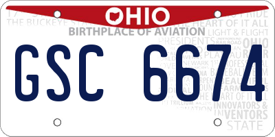 OH license plate GSC6674