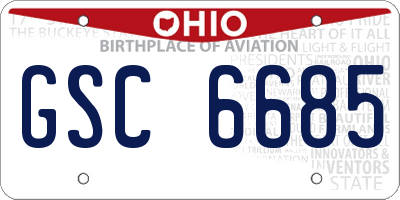 OH license plate GSC6685