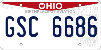 OH license plate GSC6686