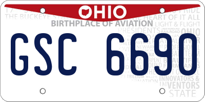 OH license plate GSC6690