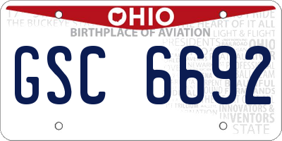 OH license plate GSC6692