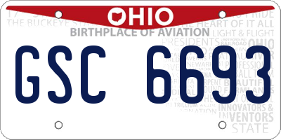 OH license plate GSC6693