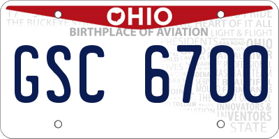 OH license plate GSC6700