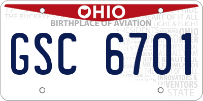 OH license plate GSC6701