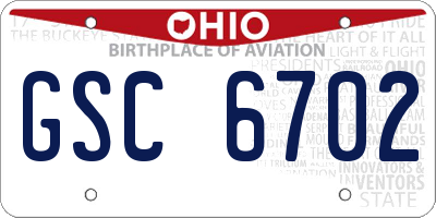 OH license plate GSC6702