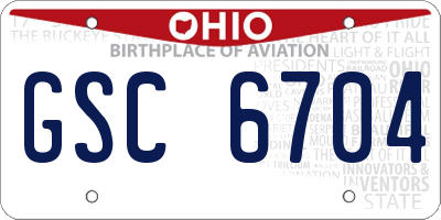 OH license plate GSC6704