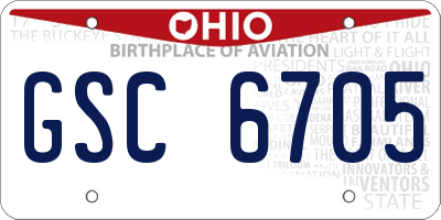 OH license plate GSC6705