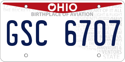 OH license plate GSC6707