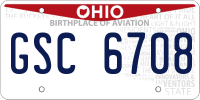 OH license plate GSC6708