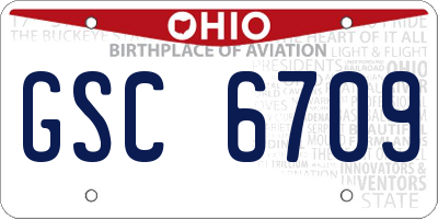 OH license plate GSC6709