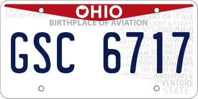 OH license plate GSC6717