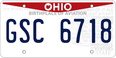 OH license plate GSC6718